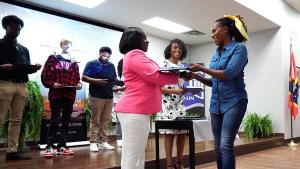 The students of the first graduating class from the electrical program received their certificates from Natchez Workforce Director Tuwanna Williams.