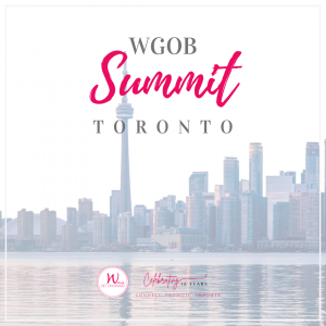 The WGOB Summit Toronto logo on a background featuring the Toronto skyline