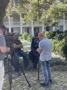 Two men in an outdoor interview