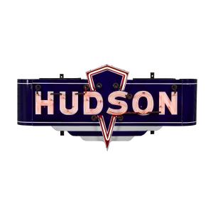 Rare Canadian 1940s single-sided porcelain neon dealer sign for Hudson Automobiles, boasting excellent color and gloss, 34 inches by 72 inches and graded 9.5. Estimate: CA$15,000-$20,000