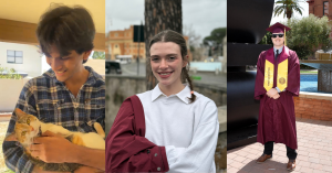 Collage of three Arizona State University students' senior photos.