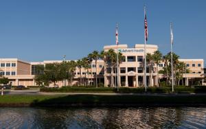 AdventHealth Palm Coast Hospital building in Palm Coast, FL, recognized as a National Blood Clot Alliance VTE Center of Excellence™️