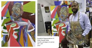 Symbolic Representation of Odili Donald Odita | Acrylic and paper on canvas  | 36” x 48”  | 2025