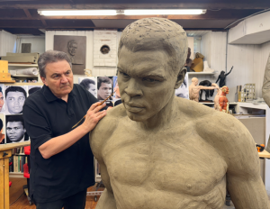 Zenos Frudakis, artist, stands with the clay of the Muhammad Ali statue