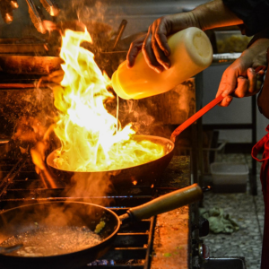 A Chef at a Restaurant Done Right Services At The Early stages of testing their fire suppression systems