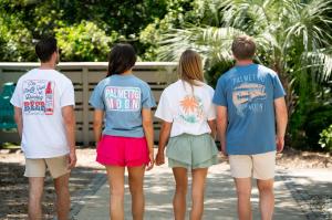 Four Kids walking in Palmetto Moon shirts