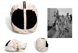 Remarkable helmet stowage cover belonging to Apollo 1 Pilot Roger B. Chaffee, who died in the pre-launch test fire on January 27, 1967, marked “R.B. Chaffee” at the top. With NASA and The Smithsonian provenance. Estimate: $65,000-$100,000