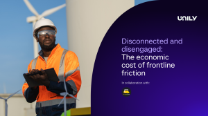 Report cover image with purple background and frontline worker from the energy industry