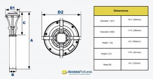 BOST - Classic Bostonian Style LED Bollard Light (Fixture Dimensions)