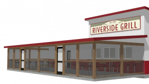 Vector image of the Riverside Grill restaurant