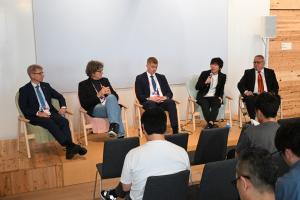 Panel discussion with Roy Eriksson, Gunnar Liestøl, Antti Pinomaa, Sorato Ijichi, and Ari-Veli Starcke.