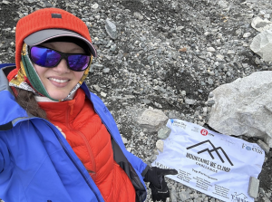 Mountains We Climb flag at Everest Base Camp