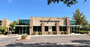 Exterior shot of The Valley Law Group’s Gilbert, Arizona law office building, showing main entrance and signage.