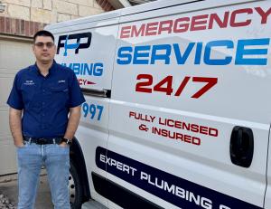  FPP Plumbing van parked in Frisco, TX - 24/7 emergency plumbing service with fast dispatch