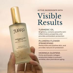 JUARA has a collection of luminous and hydrating body oils, including their iconic Candlenut Glow Body Oil.