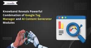 Knowband Google Tag Manager and AI Content Generator plugins dashboard showing ecommerce analytics and automated product content creation.