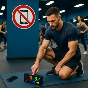 man in front make exercise in gym