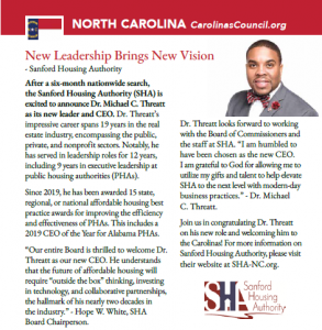 SERCulator News- Dr. Michael C. Threatt- New Leadership Brings New Vision