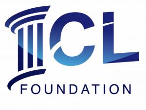 The ICL Foundation logo, with three "pillars" on a column as the I, followed by the C and the L, all in multiple shades of blue, with the word Foundation underneath in blue, all on a white background,
