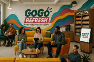 AI Created Image of a Breakroom for GoGo Refresh Media Announcement