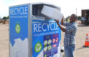 Expanded polystyrene (EPS) drop-off bin.