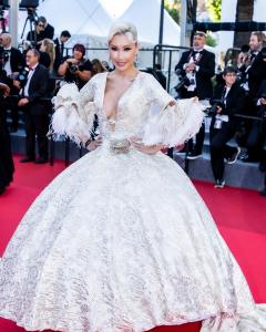 Women's empowerment coach Aliia Roza wears Tess Mann Atelier to 78th annual Cannes Film Festival's Closing Ceremony. Photo by Erlend Štaub.