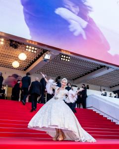 Women's empowerment coach Aliia Roza wears Tess Mann Atelier to 78th annual Cannes Film Festival's Closing Ceremony. Photo by Erlend Štaub.