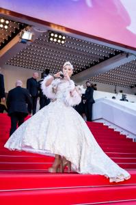 Women's empowerment coach Aliia Roza wears Tess Mann Atelier to 78th annual Cannes Film Festival's Closing Ceremony. Photo by Erlend Štaub.