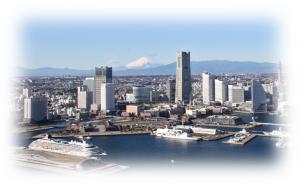 Landscape view of Yokohama's business district "Minato Mirai 21"