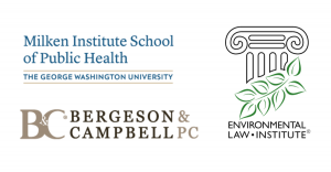 Logos for ELI, B&C, and the GWU Milken Institute School of Public Health