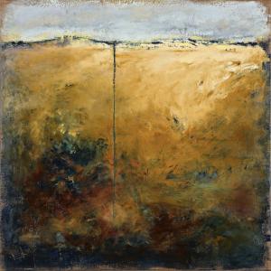 Artwork image by Catherine Eaton Skinner, Albedo II, Encaustic, oil stick, linen on panel, 36"x36"x2"