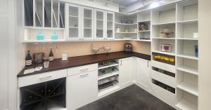 The many stations at the showroom, each showing the many rooms California Closets can redesign and organize.