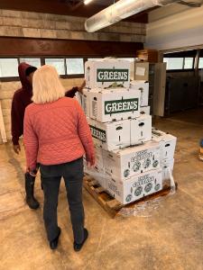 Gullah Co-op shipping dock with a pallet of Fresh vegtables ready to ship.