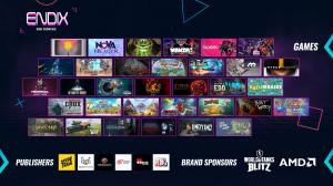 Promotional banner for the "ENDIX Indie Showcase" featuring 38 indie game titles displayed in a grid. Some highlighted game titles include “Ratro,” “Nova Hearts,” “Hellguard,” “MANTAG,” “Mystic Mayhem,” “Modulus,” “Hyper Fantasy,” “Box Knight,” “The Fire 