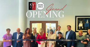 The KV Workspace team cuts the ribbon on their new downtown showroom.