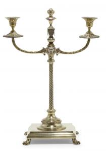 Magnificent gilt sterling silver candelabra by Nardi, the Venetian silversmith and jeweler, 21 inches tall on an 8 ¾ inch base, and weighing 130.8 troy ounces. Estimate: $7,500-$8,000