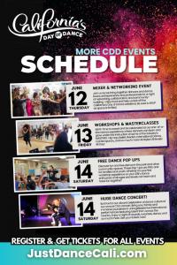 Get ready to move! Here’s the full schedule for California Day of Dance—three days of nonstop energy, community, and celebration through dance.
