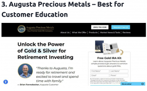 Augusta Precious Metals listed as a top gold dealer