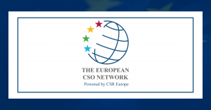 Logo of the The European CSO Network, the only pan-European platform focused on connecting corporate sustainability leaders with EU institutions to improve the practical implementation of EU legislation and co-develop forward-looking policy solutions.
