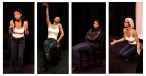Jessica Lia Berry on stage performing her solo show "I'M STILL NOT THAT GIRL"