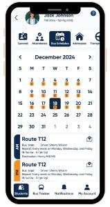 EZ A2B parent app bus route information view