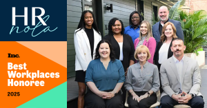 HR NOLA staff, logo, and Inc best workplaces logo