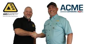 CEO and Chief Servant of AIG Safety Bobby Lanyon shakes hands with VP of the ACME Division Brett Waggoner