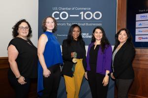 Olympic gold medalist Dominique Dawes, Sheila Janakos, and Cassi Janakos at the US Chamber of Commerce CO—100 Awards