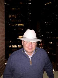This is of Dennis McLaughlin with a cowboy hat on in Dallas, Texas