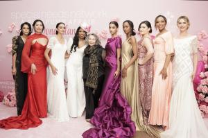 Tess Mann and Areva Martin on the pink carpet with Tess Mann Atelier models at A Pink Pump Affair 2025. Photo credit: Debra Simmons of Diamond Dust Photography.