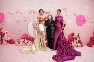 Tess Mann on the pink carpet with Tess Mann Atelier models at A Pink Pump Affair 2025. Photo credit: Debra Simmons of Diamond Dust Photography.