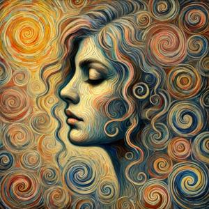 Serene woman in hypnosis.
