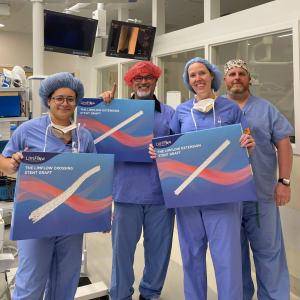 Katherine P. MacCallum, M.D., vascular surgeon with Brown Surgical Associates and Brown University Health, has become the first physician in Rhode Island to perform the LimFlow® TADV (Transcatheter Arterialization of the Deep Veins) procedure — a breakthr