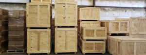 Custom-built crates protecting guitars, amplifiers, lighting rigs, and sound systems for secure transport.